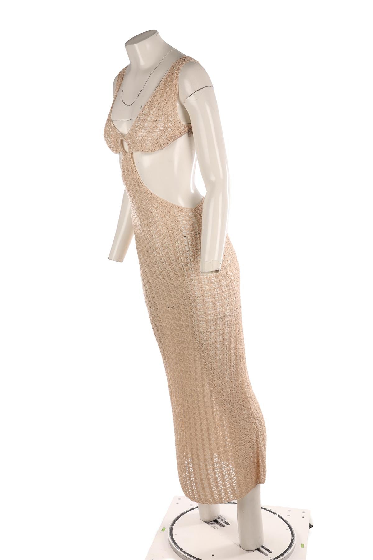 CULT GAIA BEIGE CROCHET MAXI DRESS SMALL