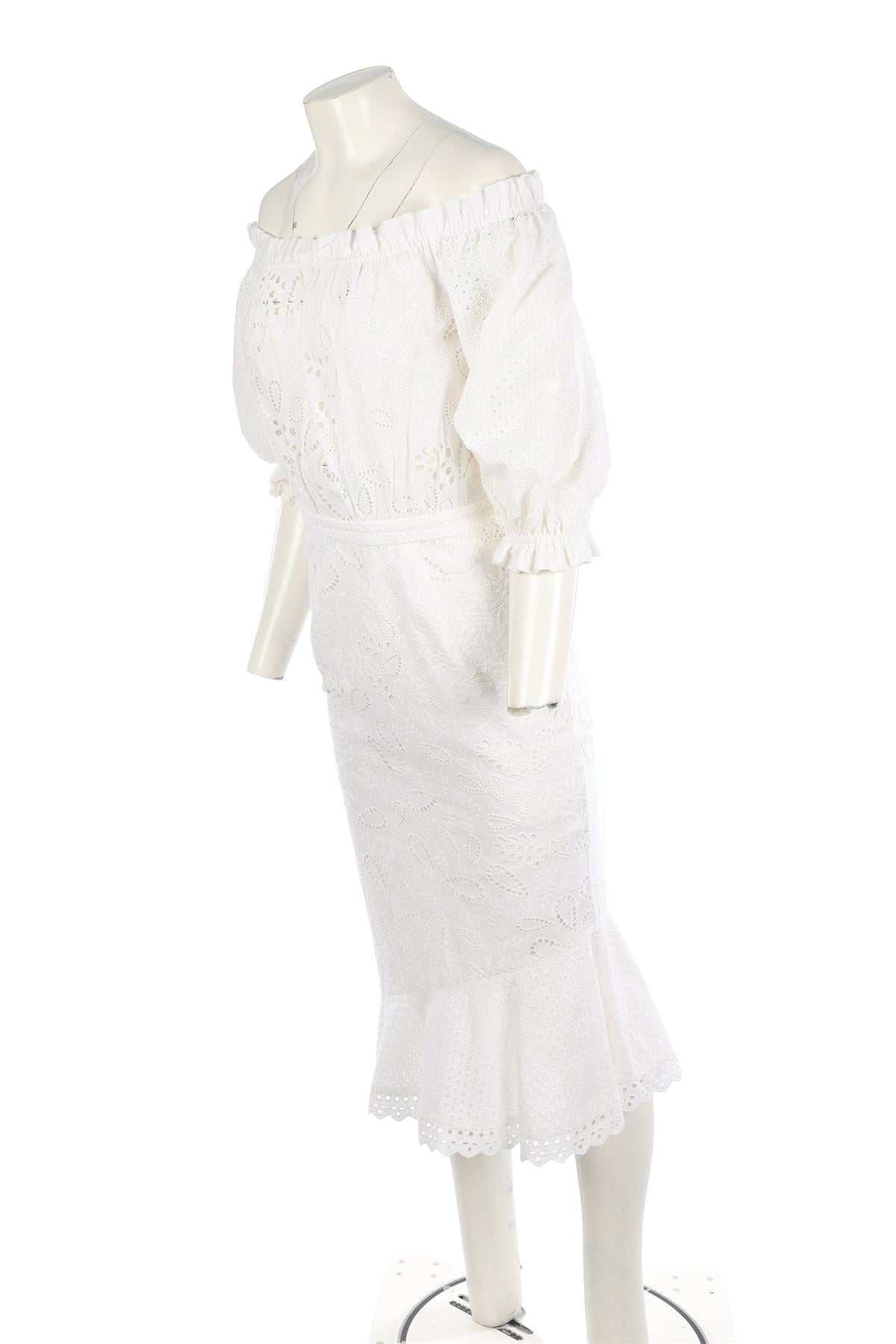 SALONI WHITE COTTON MAXI DRESS UK 8