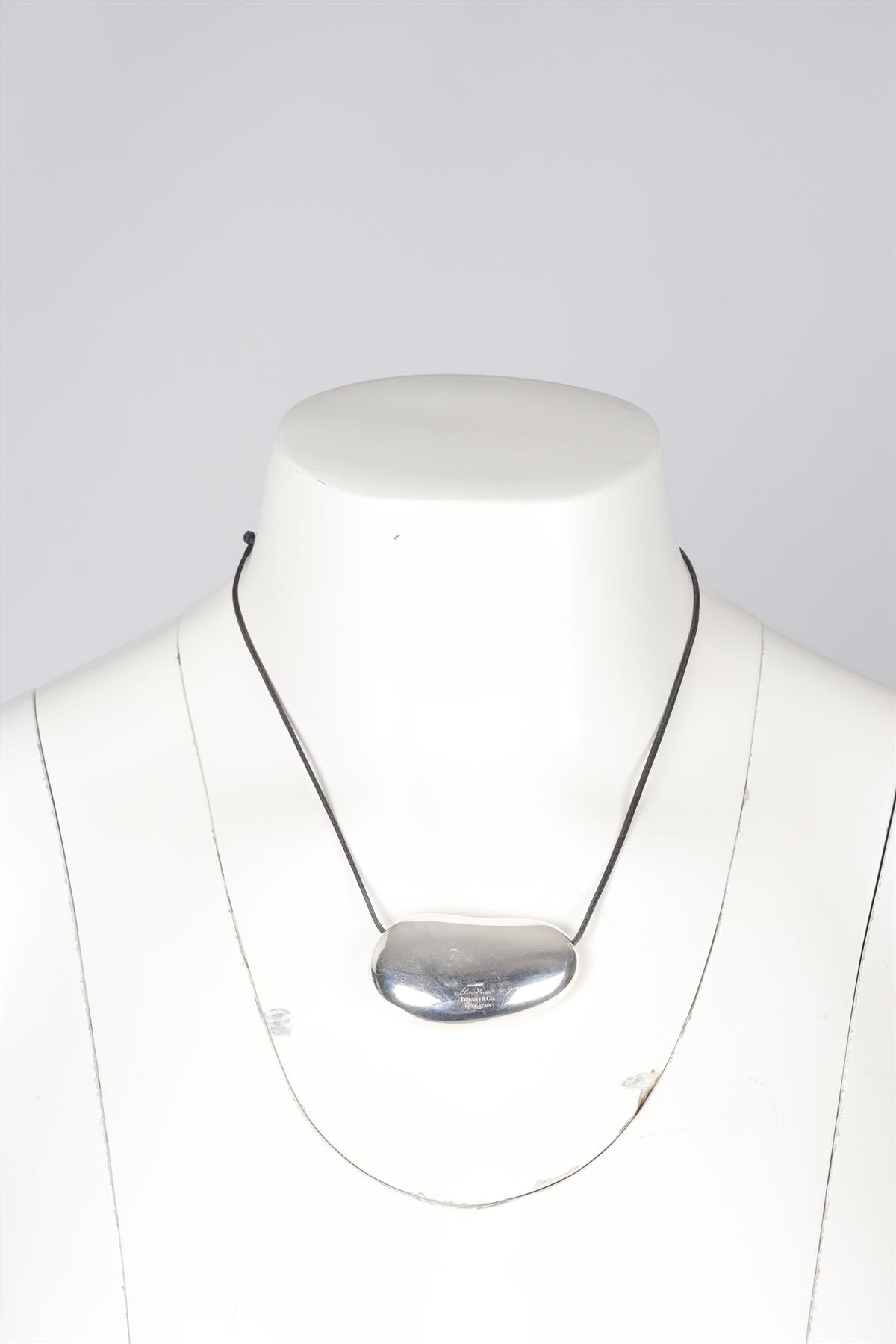 TIFFANY & CO + ELSA PERETTI BEAN STERLING SILVER AND ROPE NECKLACE