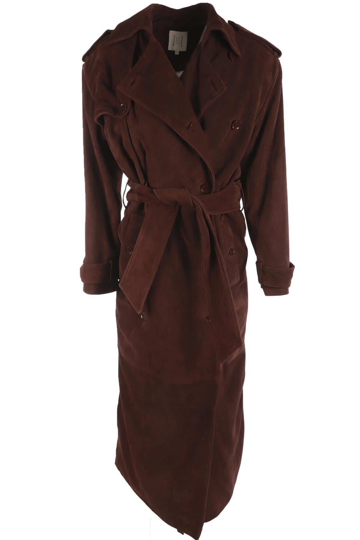 HELSA BROWN SUEDE TRENCH COAT SMALL