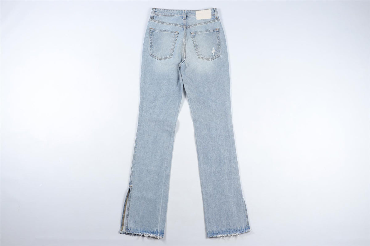 GRLFRND BLUE HIGH RISE STRAIGHT LEG JEANS W24 UK 6