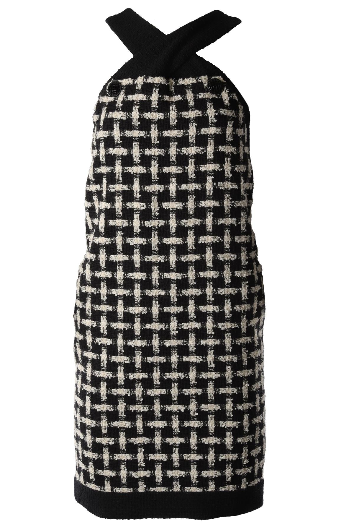 CHANEL BLACK 2009 COTTON MIDI DRESS FR 36 UK 8