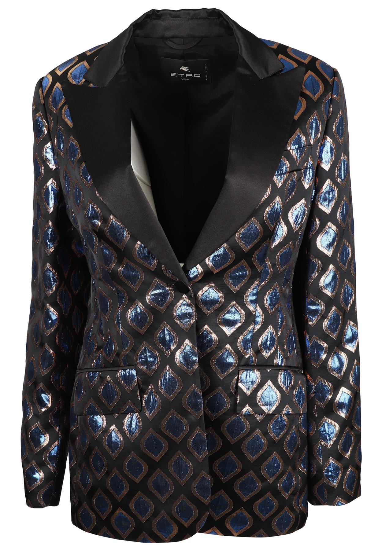 ETRO BLACK JACQUARD BLAZER IT 44 UK 12