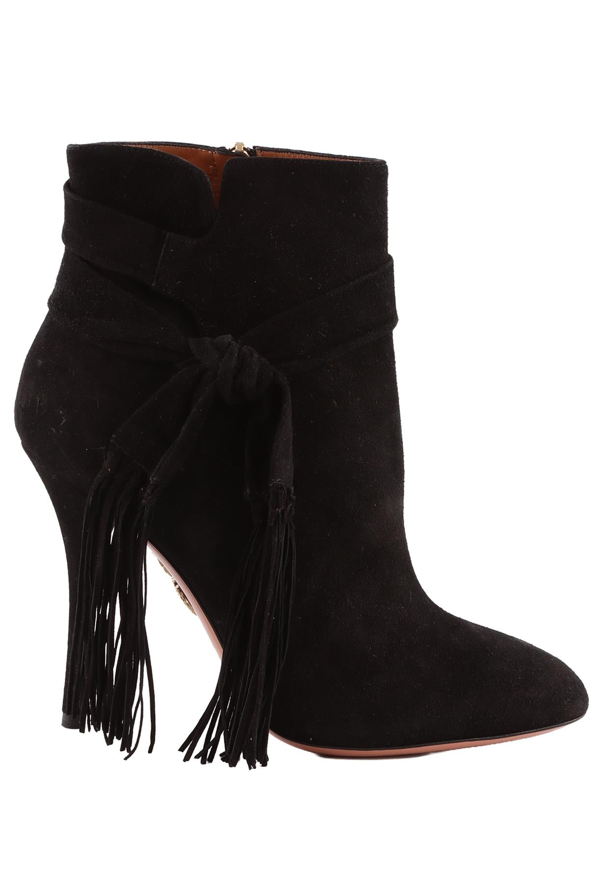 AQUAZZURA BLACK SUEDE ANKLE BOOTS EU 37.5 UK 4.5 US 7.5