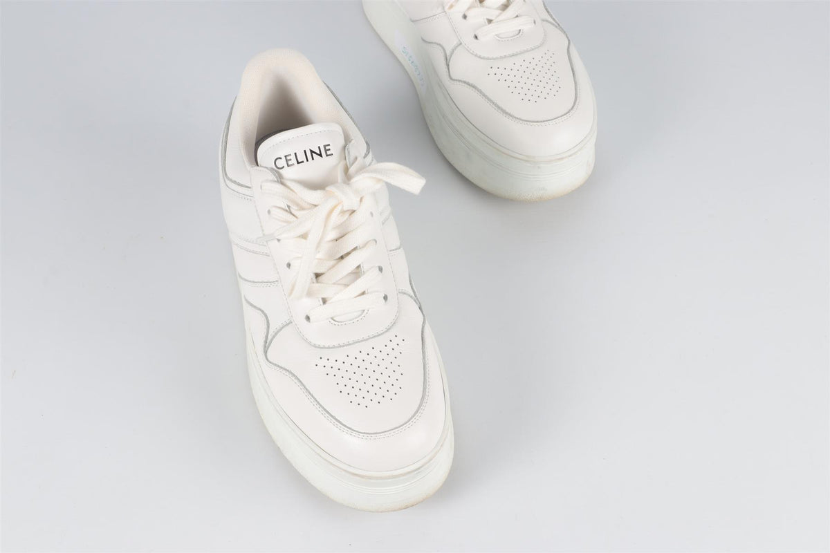 CELINE WHITE BLOCK LEATHER PLATFORM SNEAKERS EU 38 UK 5 US 8