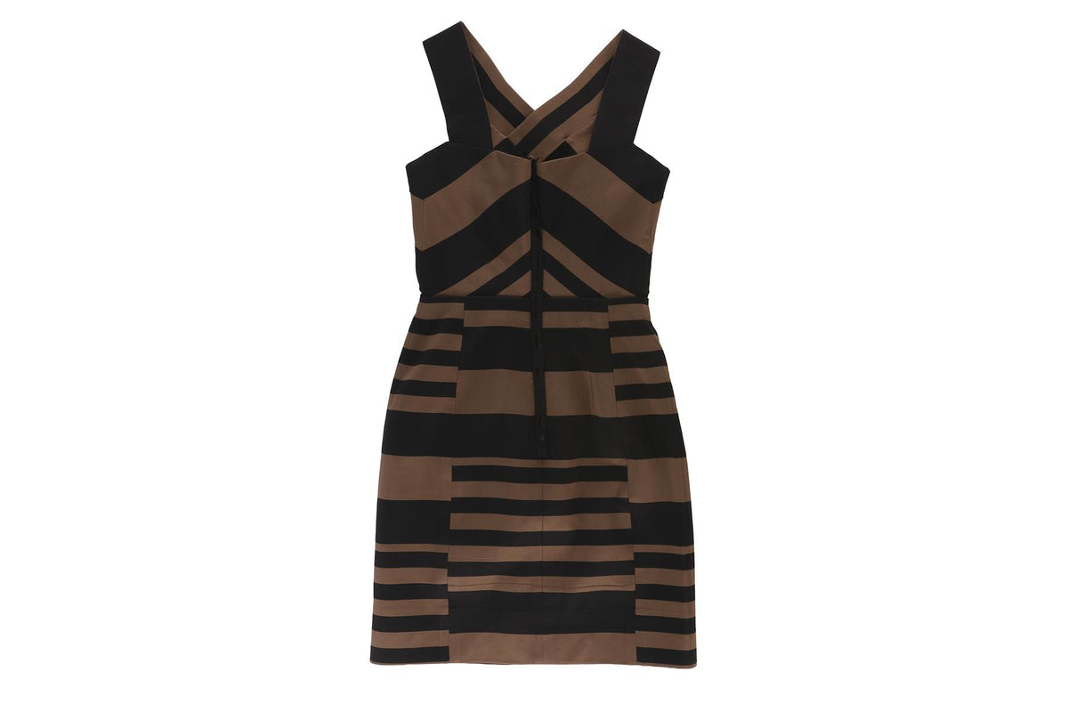 LANVIN BROWN COTTON MINI DRESS FR 36 UK 8