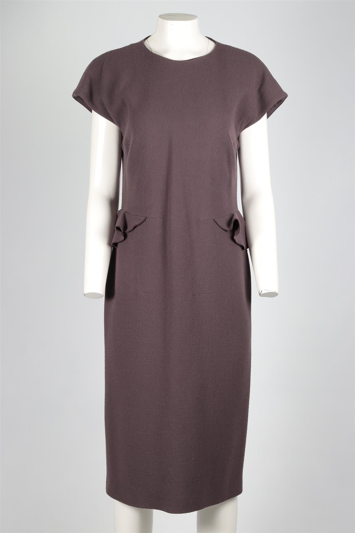 BOTTEGA VENETA MAUVE WOOL MIDI DRESS IT 46 UK 14