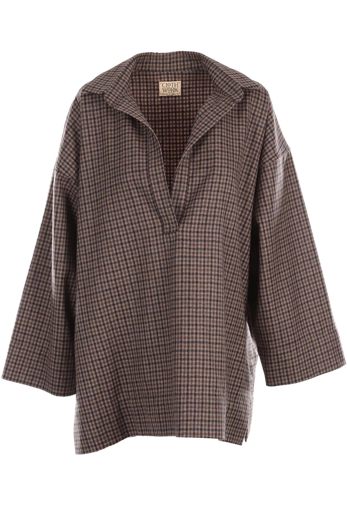 CLOTH.WORK BROWN WOOL SHIRT UK 8-10