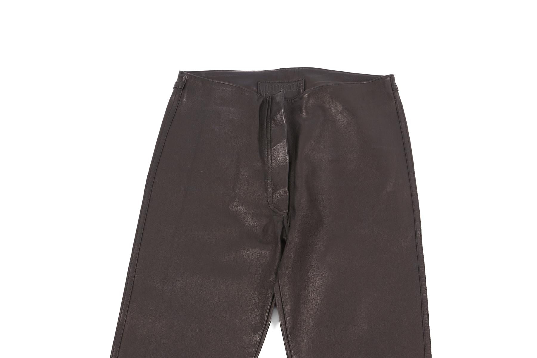 JITROIS BLACK LEATHER FLARED PANTS FR 34 UK 6