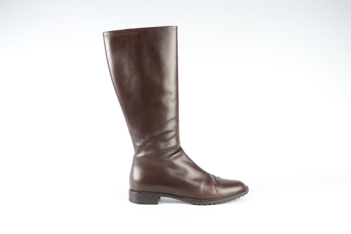 JIL SANDER BROWN LEATHER KNEE HIGH BOOTS EU 38.5 UK 5.5 US 8.5