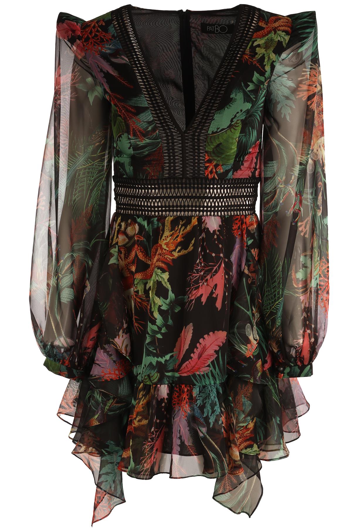 PATBO BLACK SILK MINI DRESS US 0 UK 4