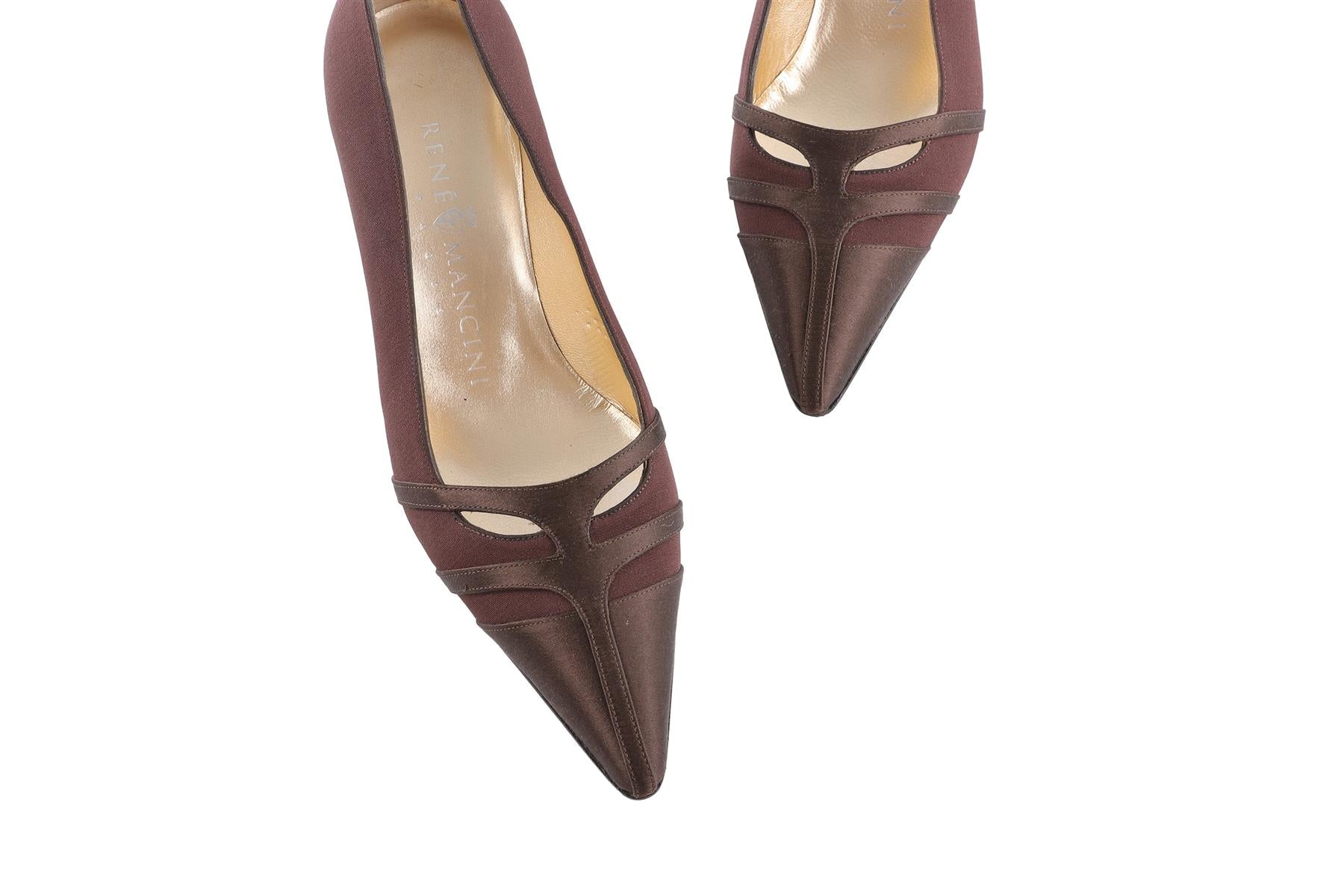 RENÉ MANCINI BROWN SATIN PUMPS EU 36.5 UK 3.5 US 6.5