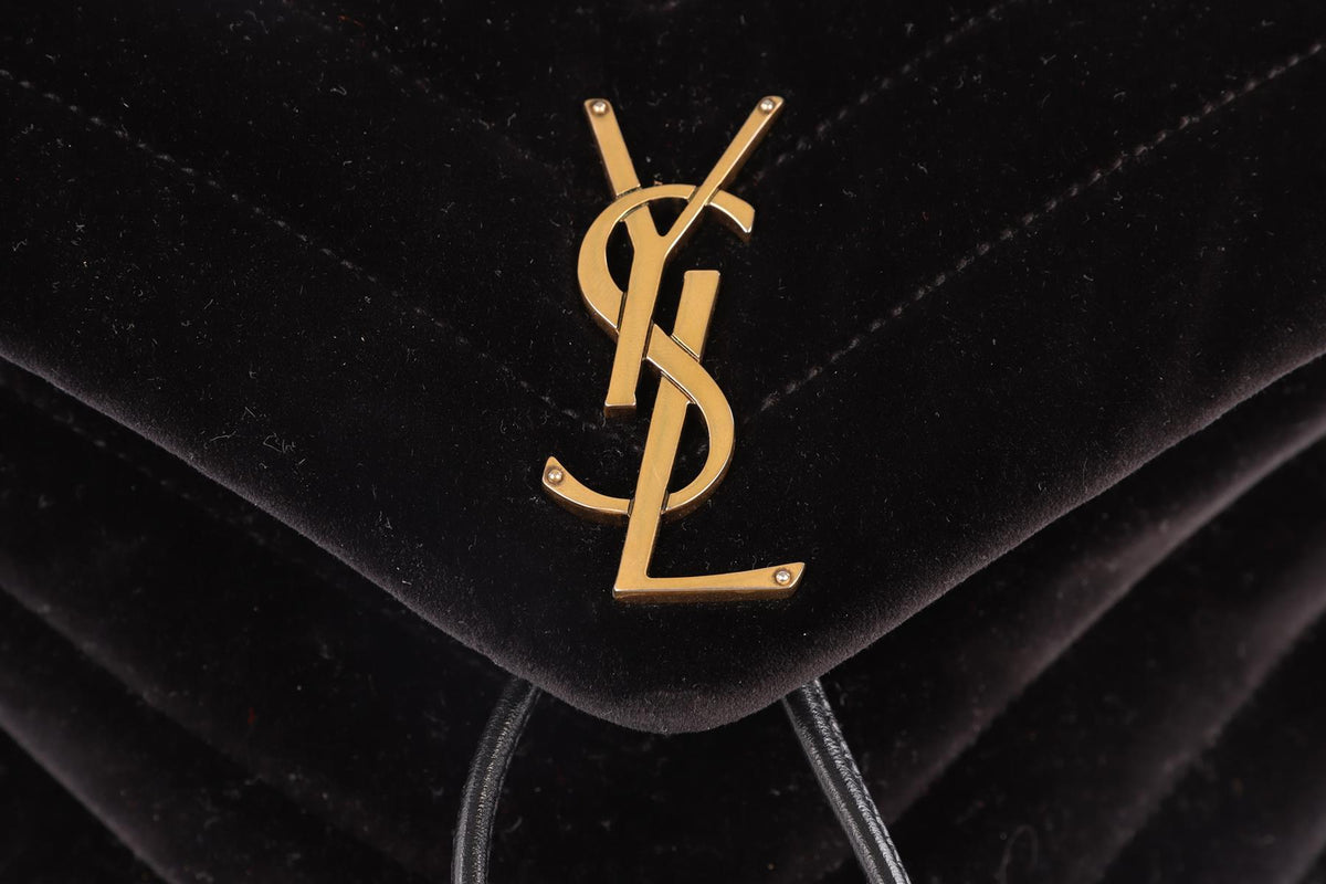 SAINT LAURENT BLACK LOU LOU SMALL VELVET BACKPACK