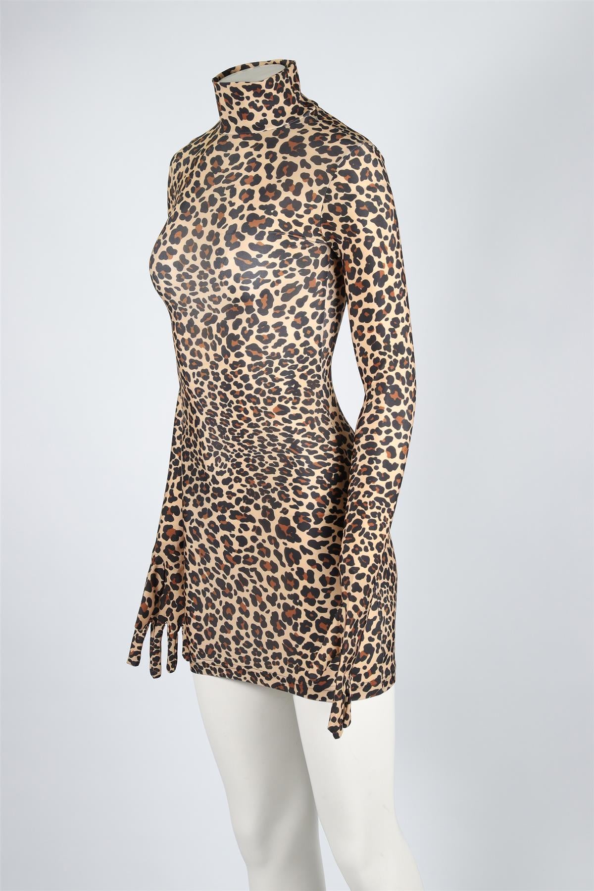 VETEMENTS BROWN JERSEY MINI DRESS ONE SIZE