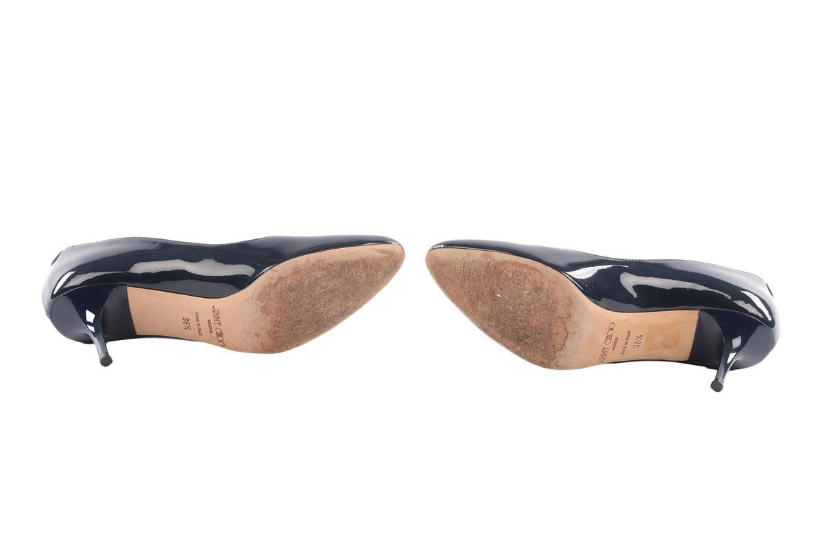 JIMMY CHOO NAVY PATENT LEATHER PUMPS EU 36.5 UK 3.5 US 6.5