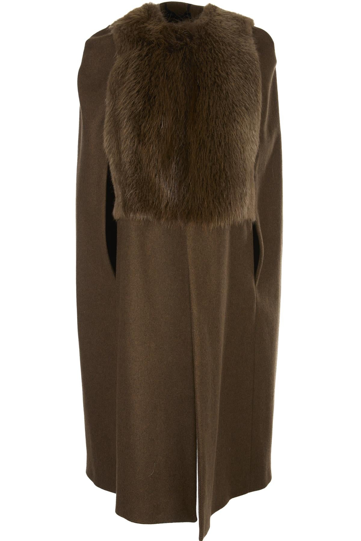 INES & MARECHAL KHAKI WOOL CAPE FR 36 UK 8