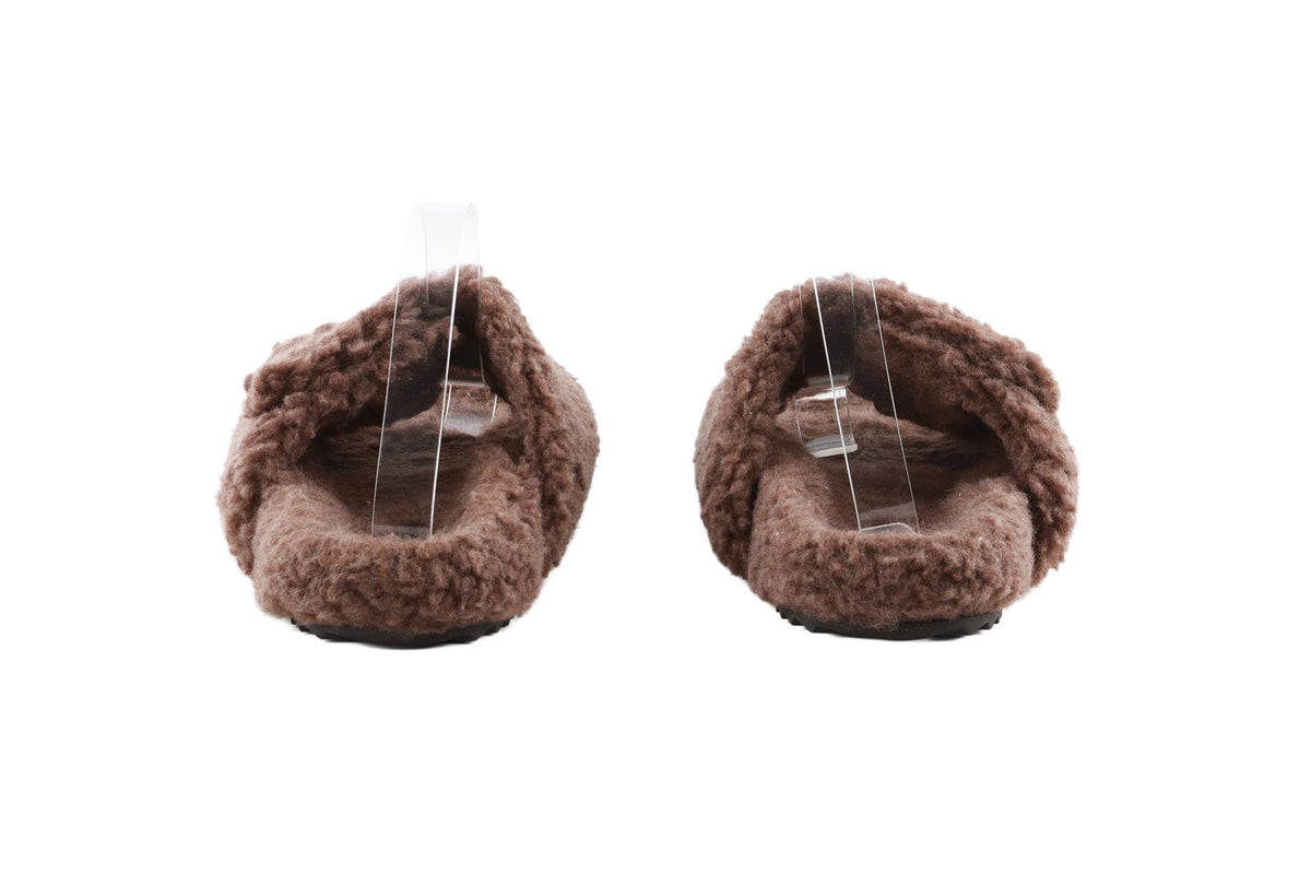 JAMES PERSE BROWN FAUX SHEARLING SANDALS EU 38 UK 5 US 8