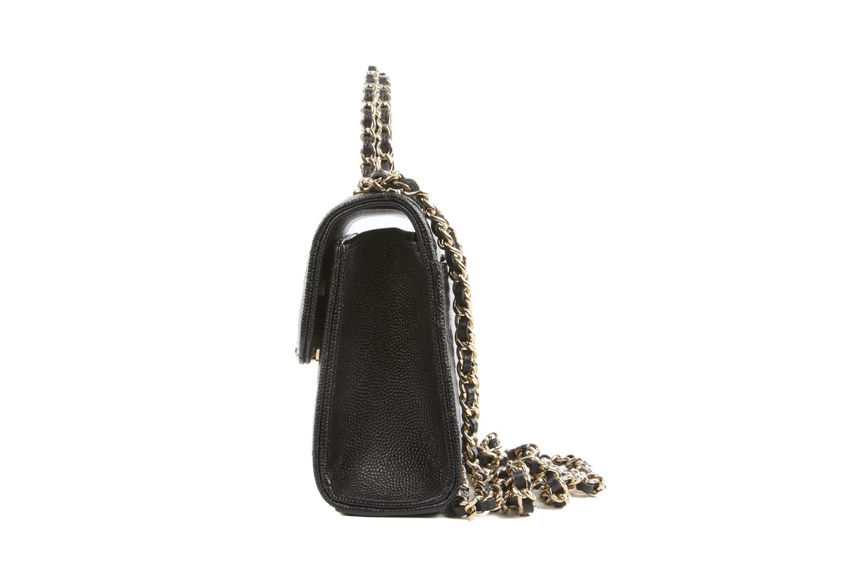 CHANEL BLACK 2023 MINI QUILTED CAVIAR LEATHER TOTE BAG
