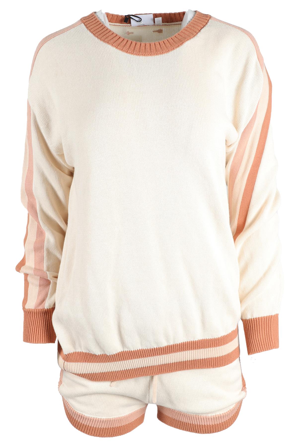 THE UPSIDE CREAM COTTON SWEATER AND SHORTS XSMALL