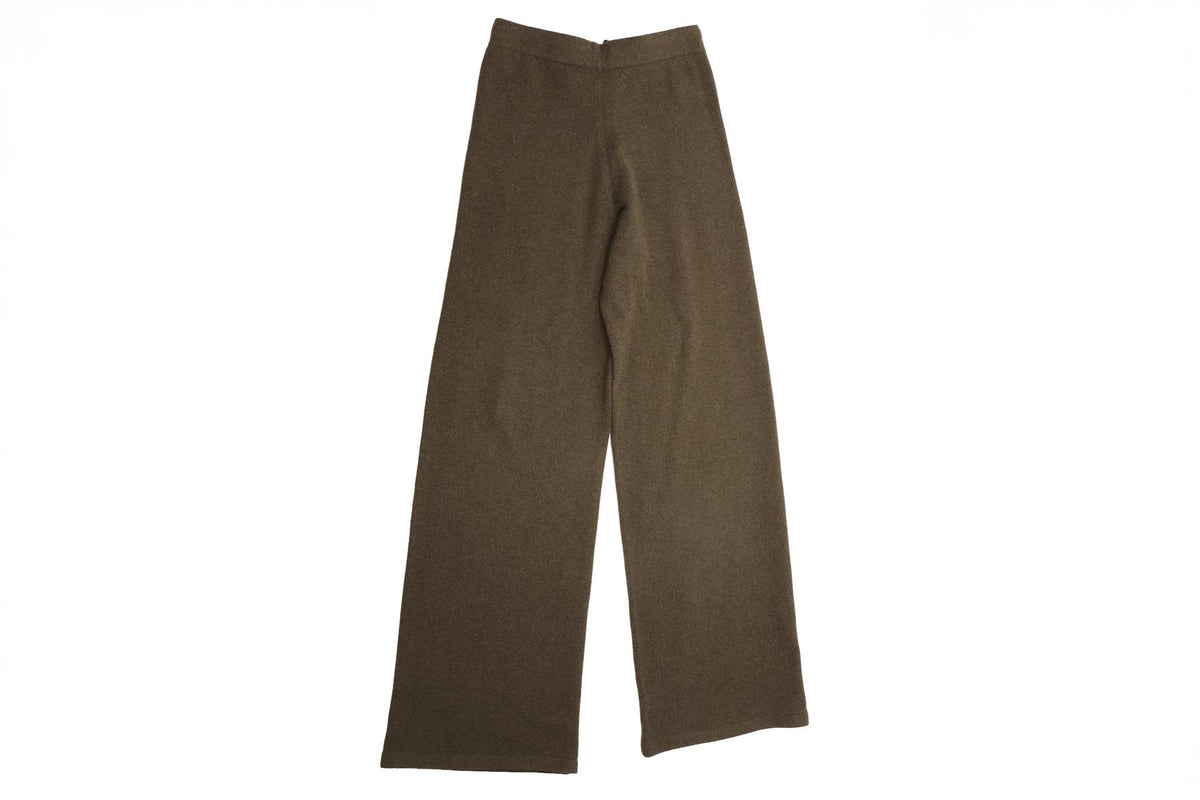 YVES SALOMON GREEN WOOL WIDE LEG PANTS SMALL