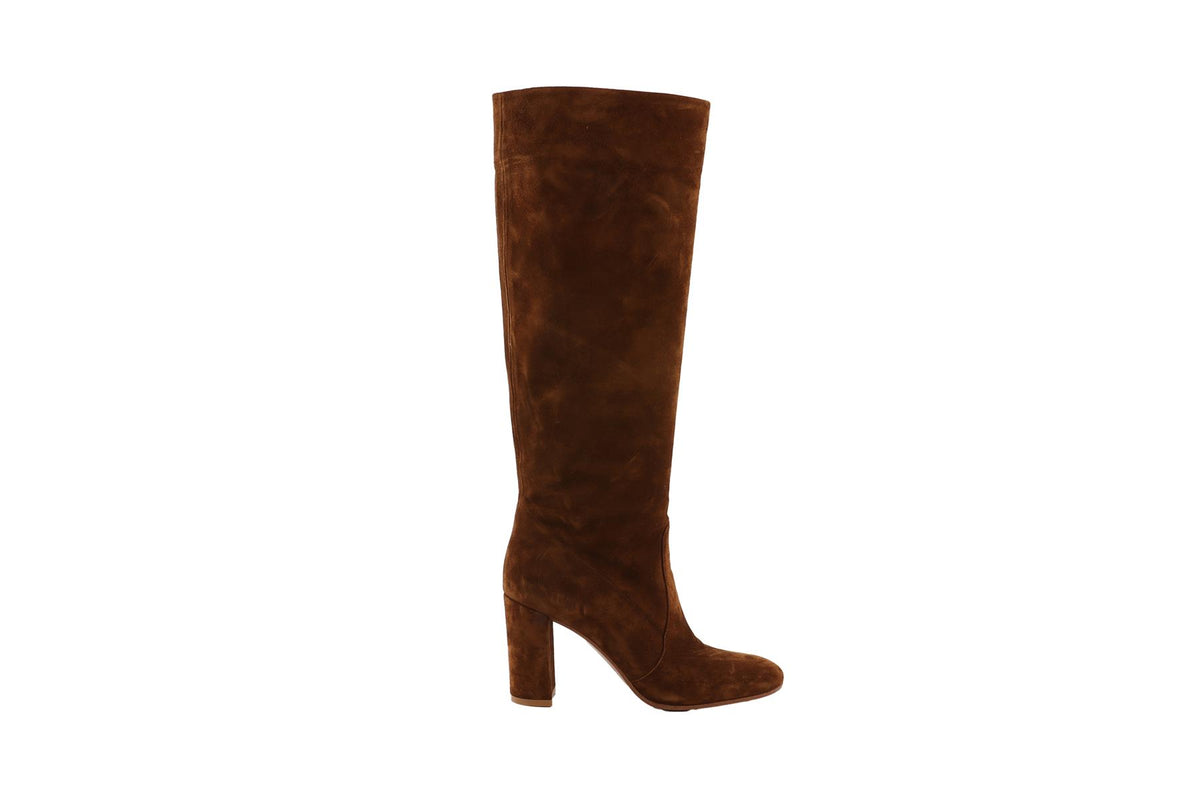 GIANVITO ROSSI BROWN SUEDE KNEE HIGH BOOTS  EU 38.5 UK 5.5 US 8.5