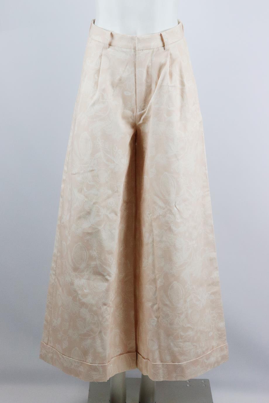 MAGALI PASCAL FLORAL PRINT COTTON WIDE LEG PANTS SMALL