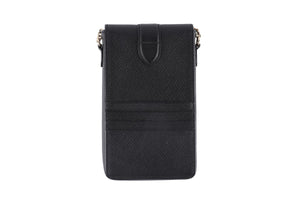 Smythson of Bond Street Black Panama Leather Phone Case