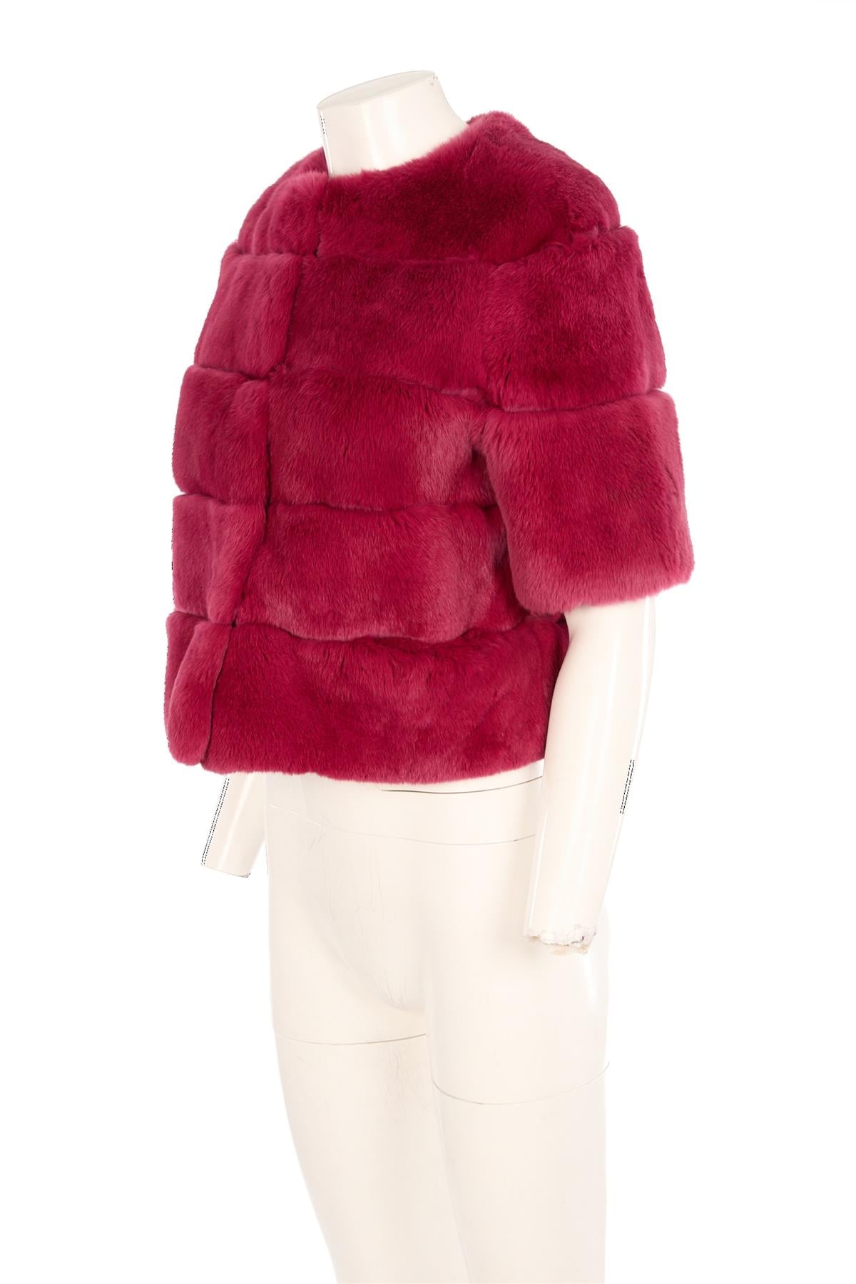 SIMONETTA RAVIZZA PINK RABBIT FUR JACKET IT 40 UK 8