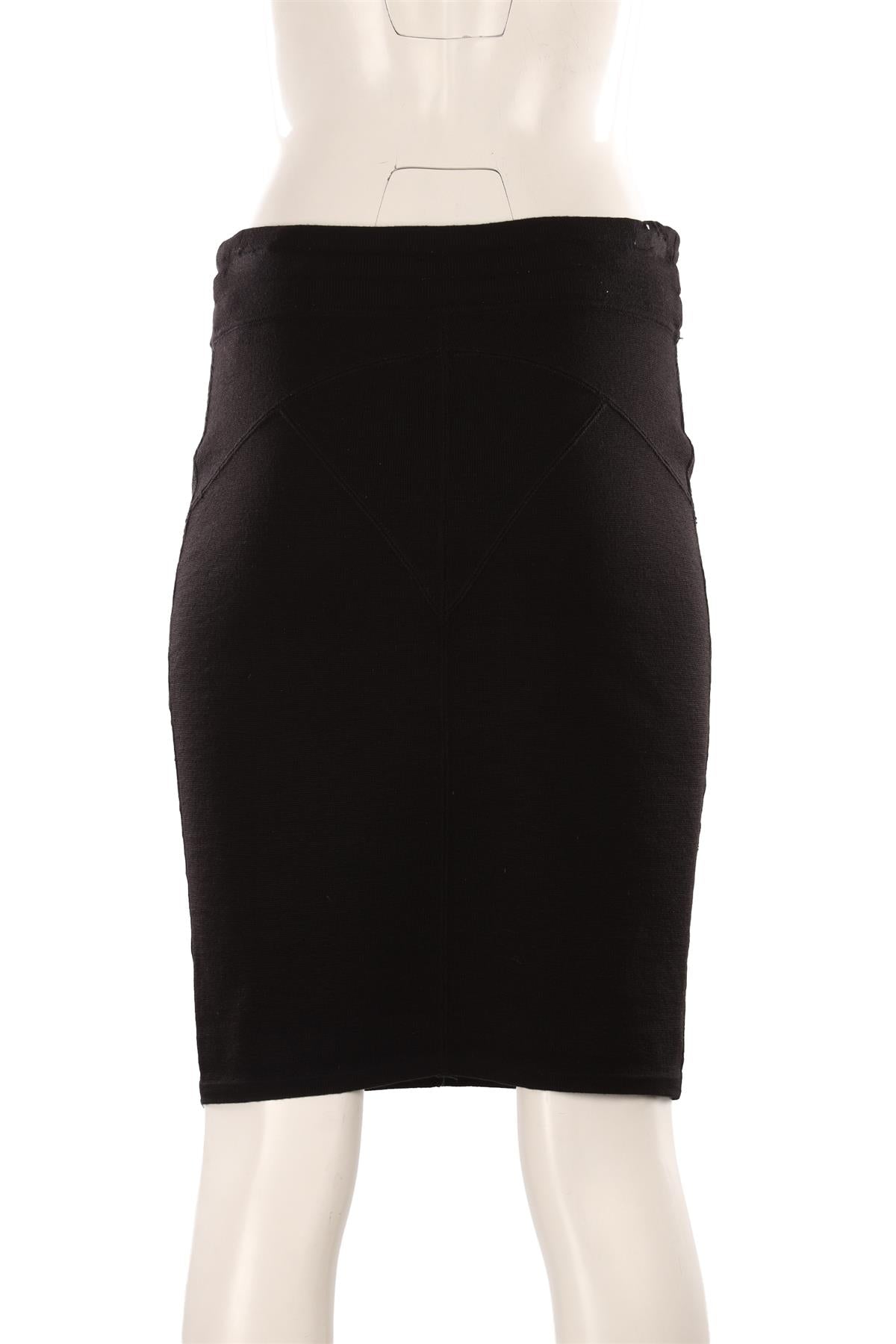 ALAÏA BLACK VINTAGE WOOL SKIRT MEDIUM
