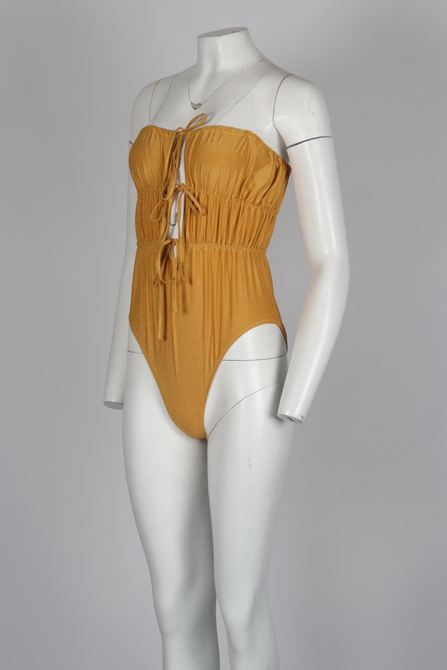 SOLID AND STRIPED BANDEAU SWIMSUIT XLARGE