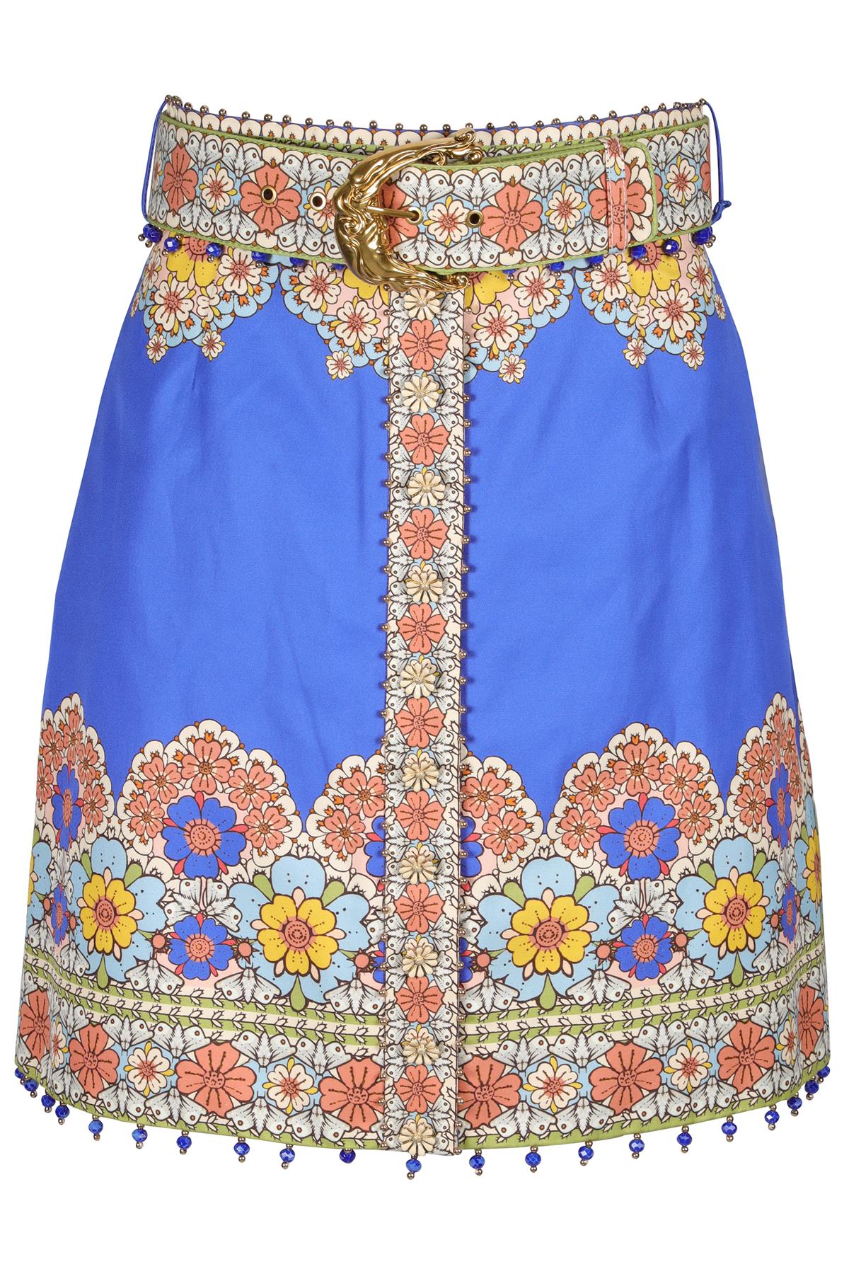 ZIMMERMANN BLUE COTTON MINI SKIRT UK 8