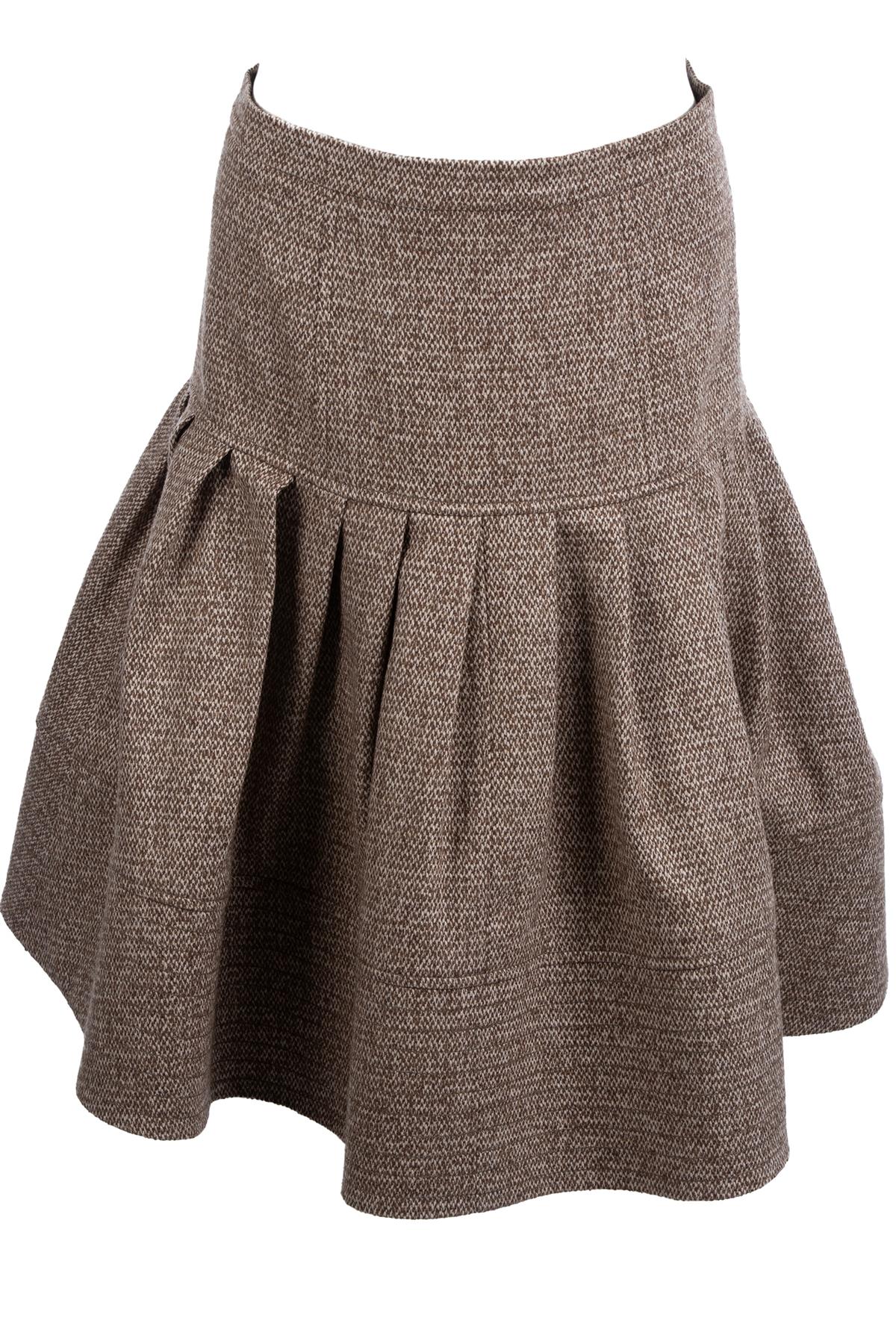 OSCAR DE LA RENTA BROWN 2009 WOOL SKIRT US 4 UK 8