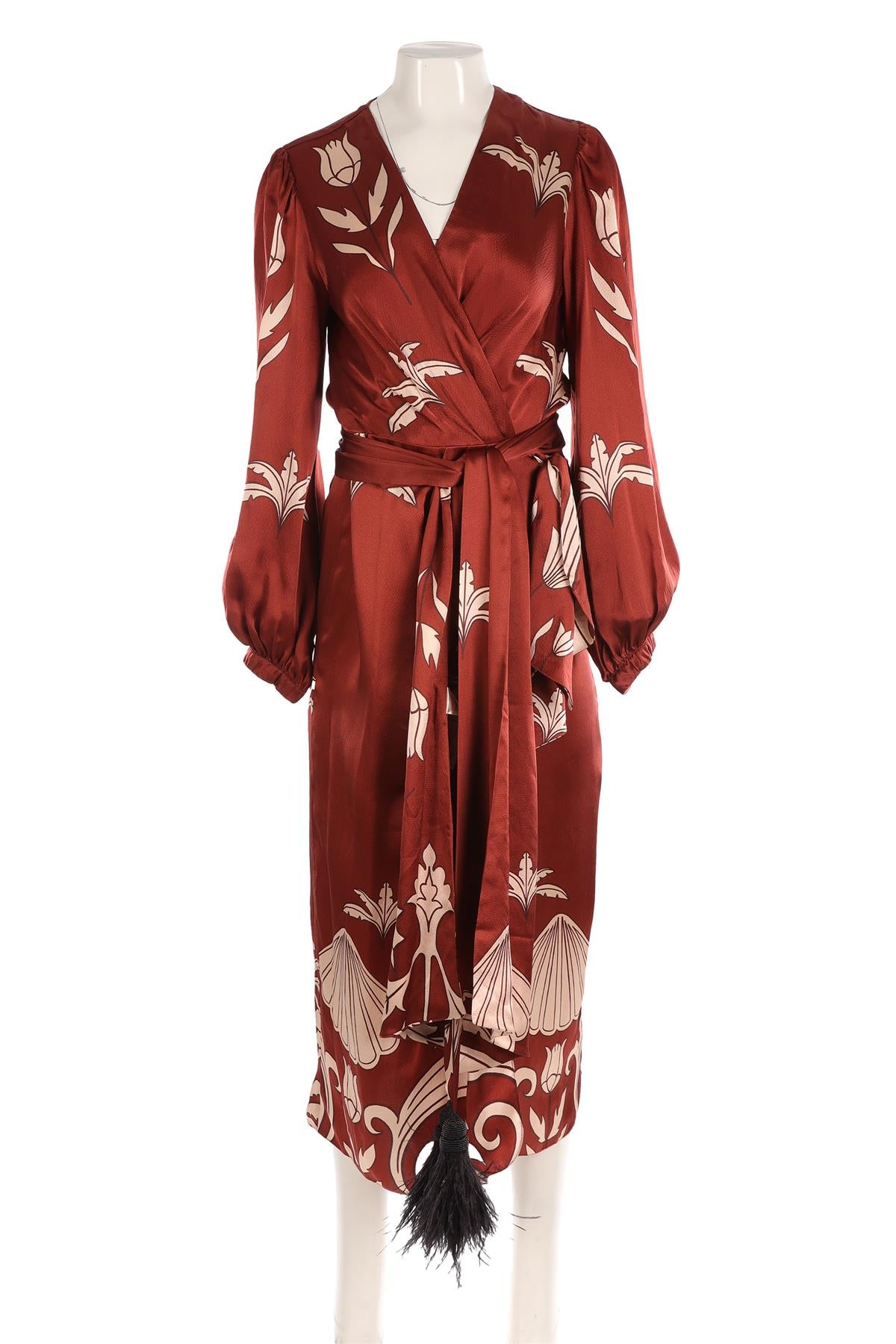 JOHANNA ORTIZ BROWN SILK MAXI DRESS US 4 UK 8