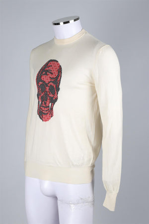 ALEXANDER MCQUEEN CREAM MEN'S WOOL SWEATER SMALL