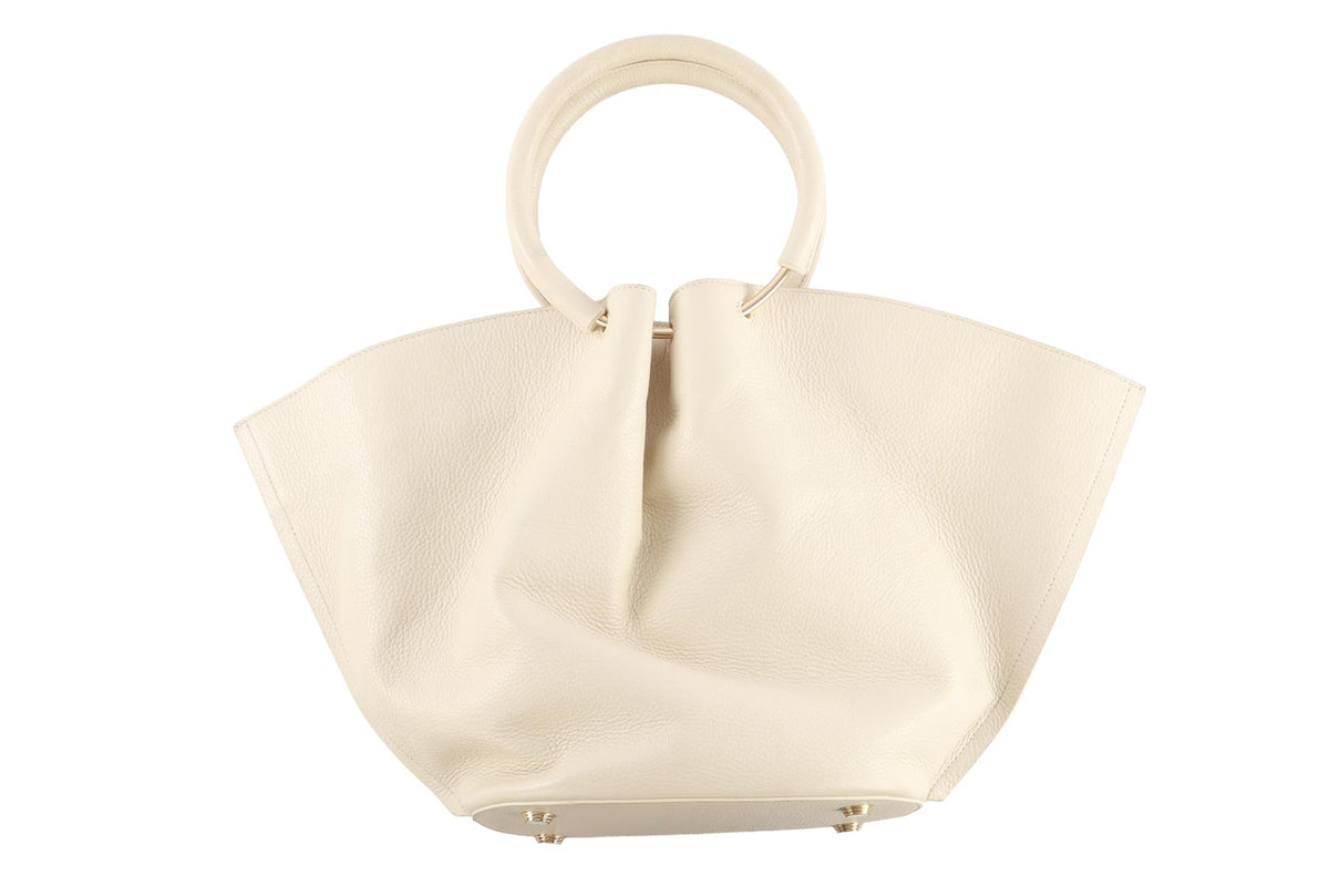 CULT GAIA CREAM VALESKA LEATHER TOTE BAG