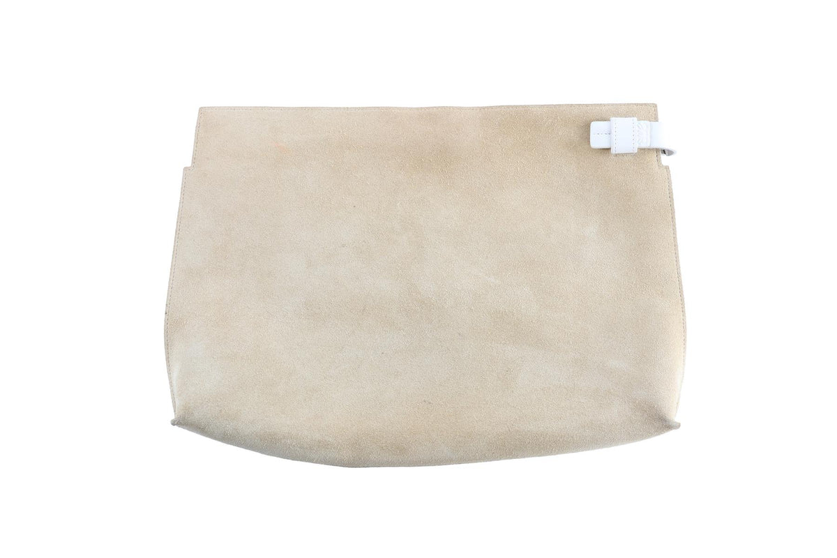 LOEWE BEIGE T POUCH SUEDE CLUTCH