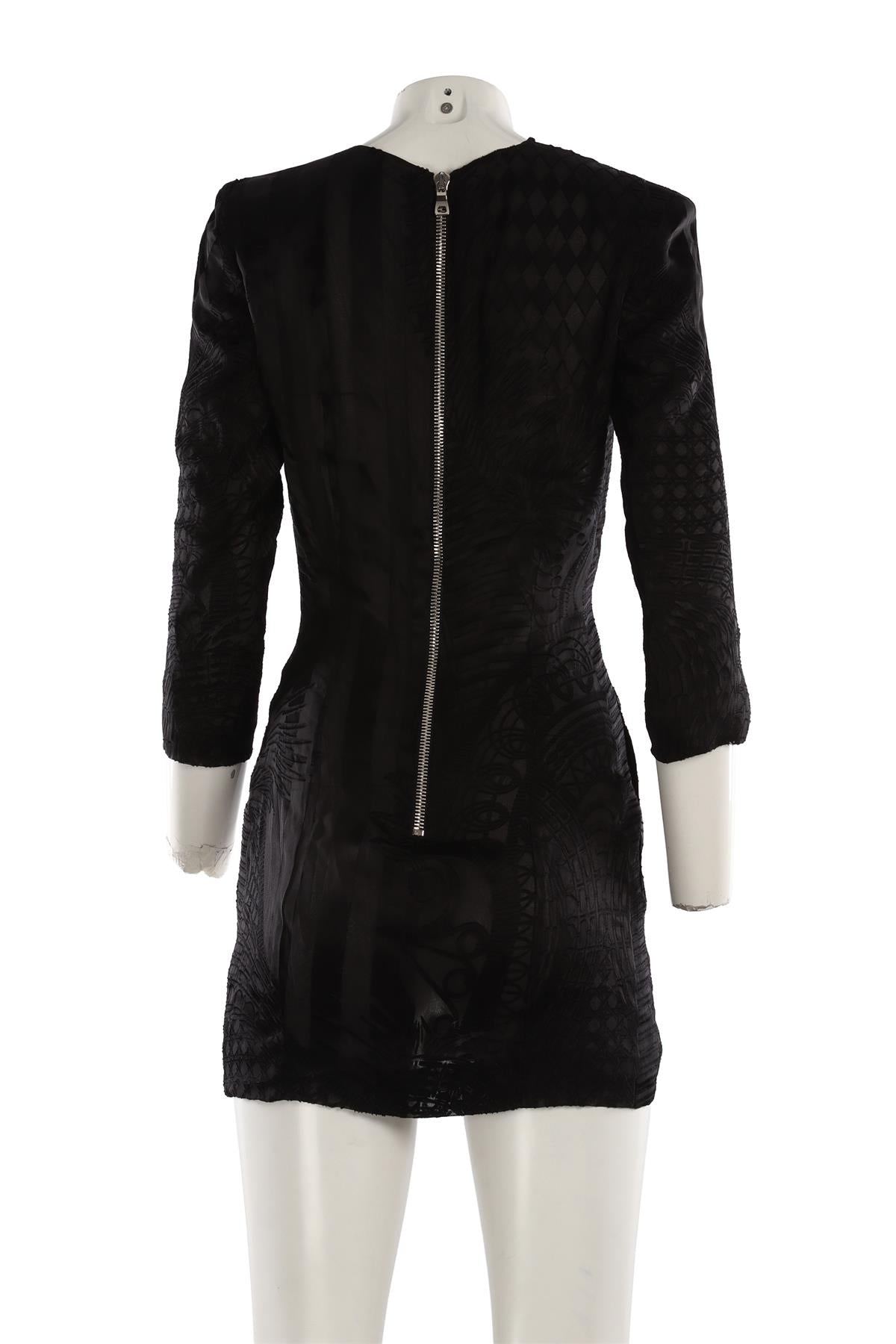 BALMAIN BLACK SILK MINI DRESS FR 40 UK 12