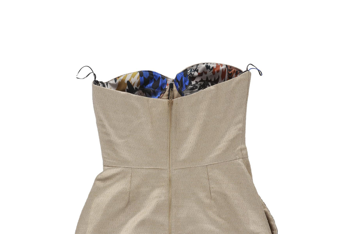 MATTHEW WILLIAMSON GOLD COTTON MINI DRESS UK 8