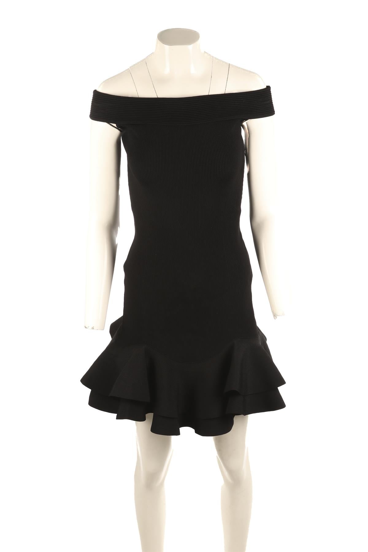 ALEXANDER MCQUEEN BLACK KNIT MINI DRESS LARGE