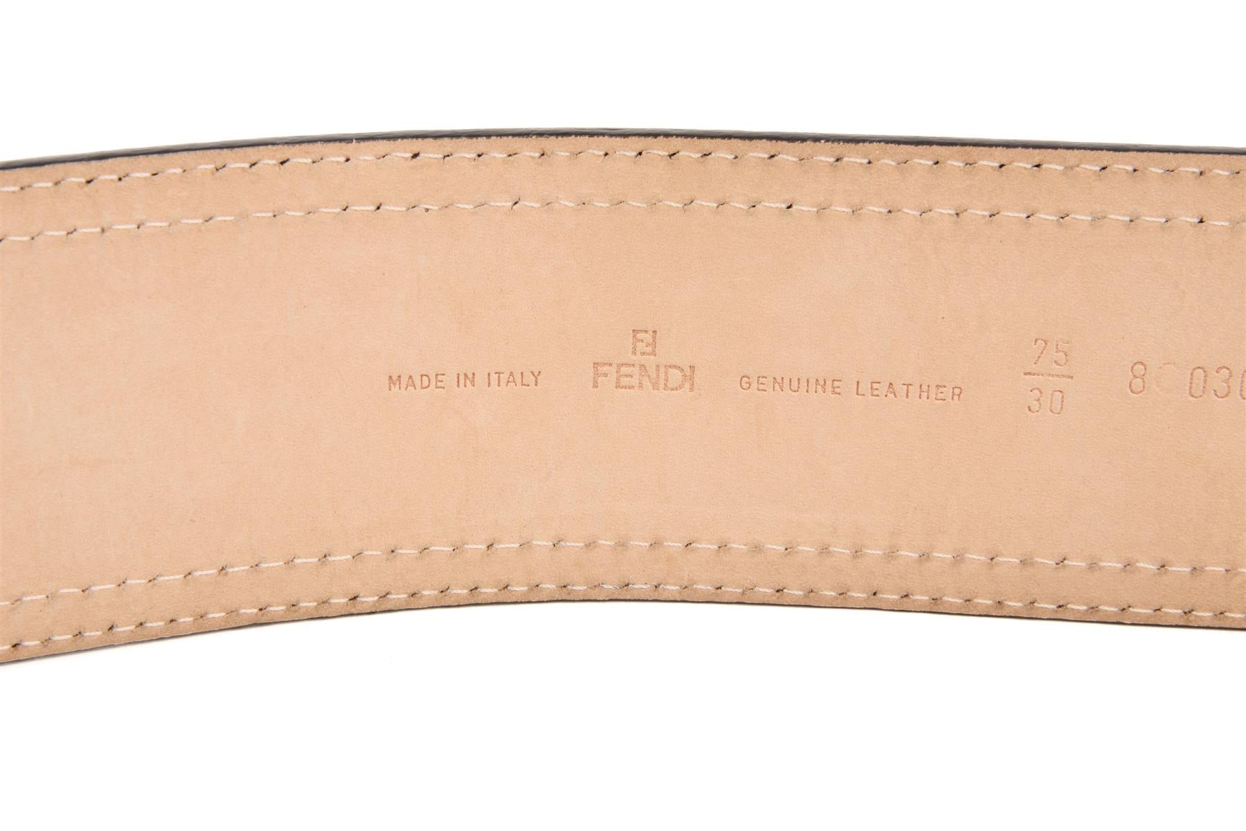 FENDI BLACK PATENT LEATHER WAIST BELT 75CM