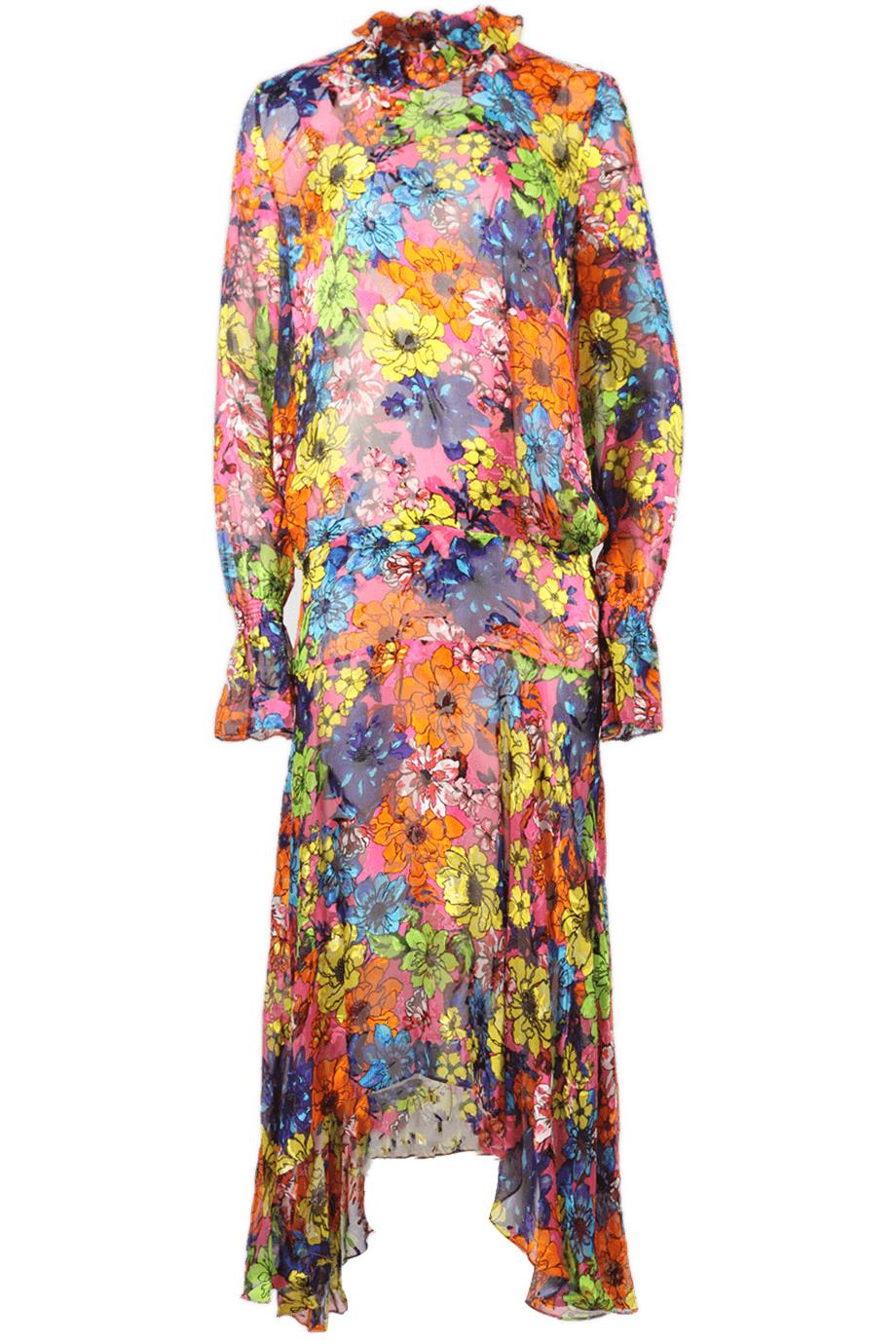 PREEN BY THORNTON BREGAZZI FLORAL PRINT SATIN MAXI DRESS MEDIUM