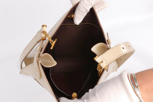 MÉTIER CREAM STOWAWAY PATENT LEATHER SHOULDER BAG