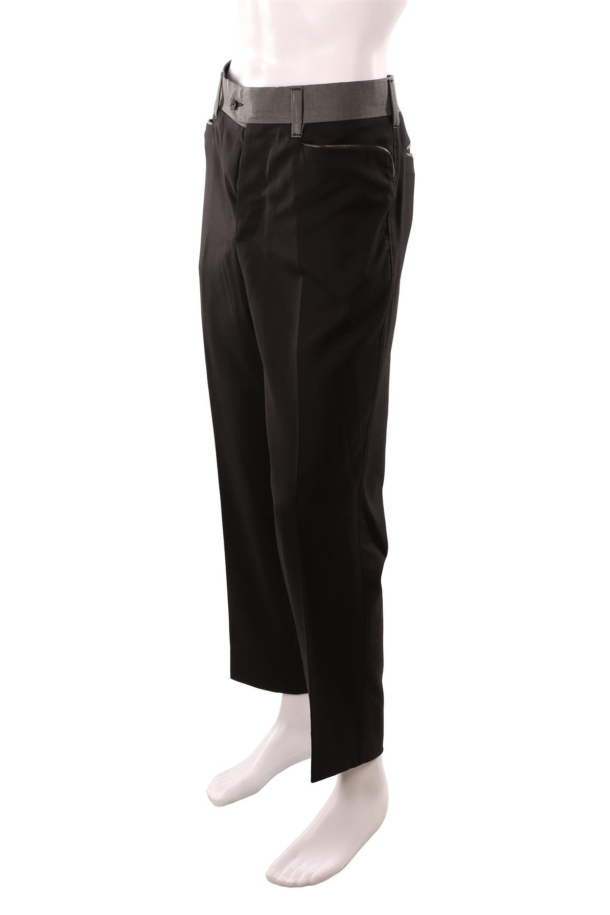 ANGELO GALASSO BLACK MEN'S COTTON STRAIGHT LEG PANTS IT 54 UK/US 38