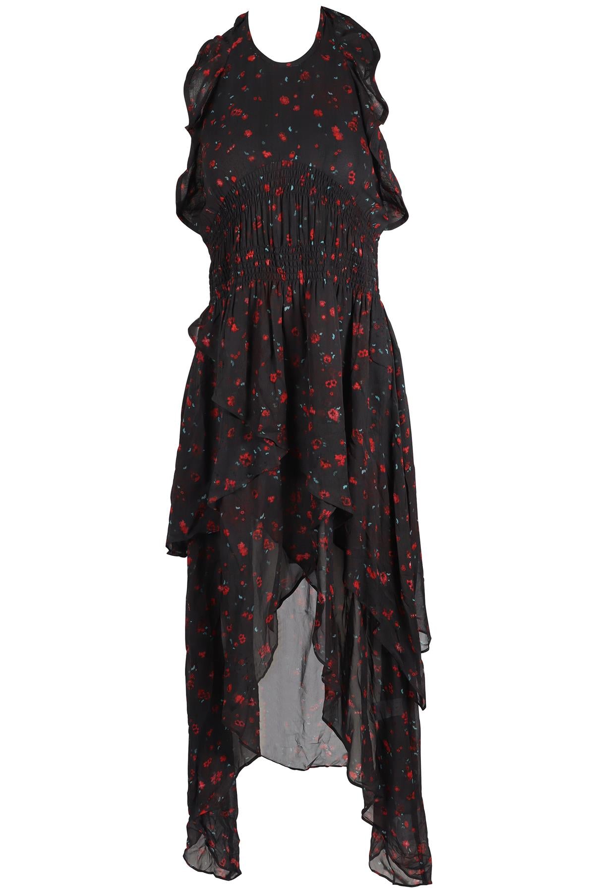 IRO BLACK CHIFFON MIDI DRESS MEDIUM