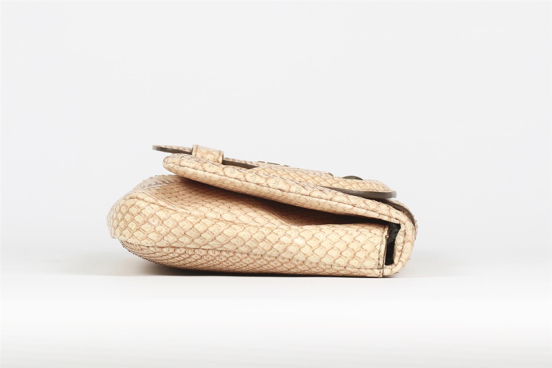 TOD'S BEIGE PYTHON AND LEATHER CLUTCH