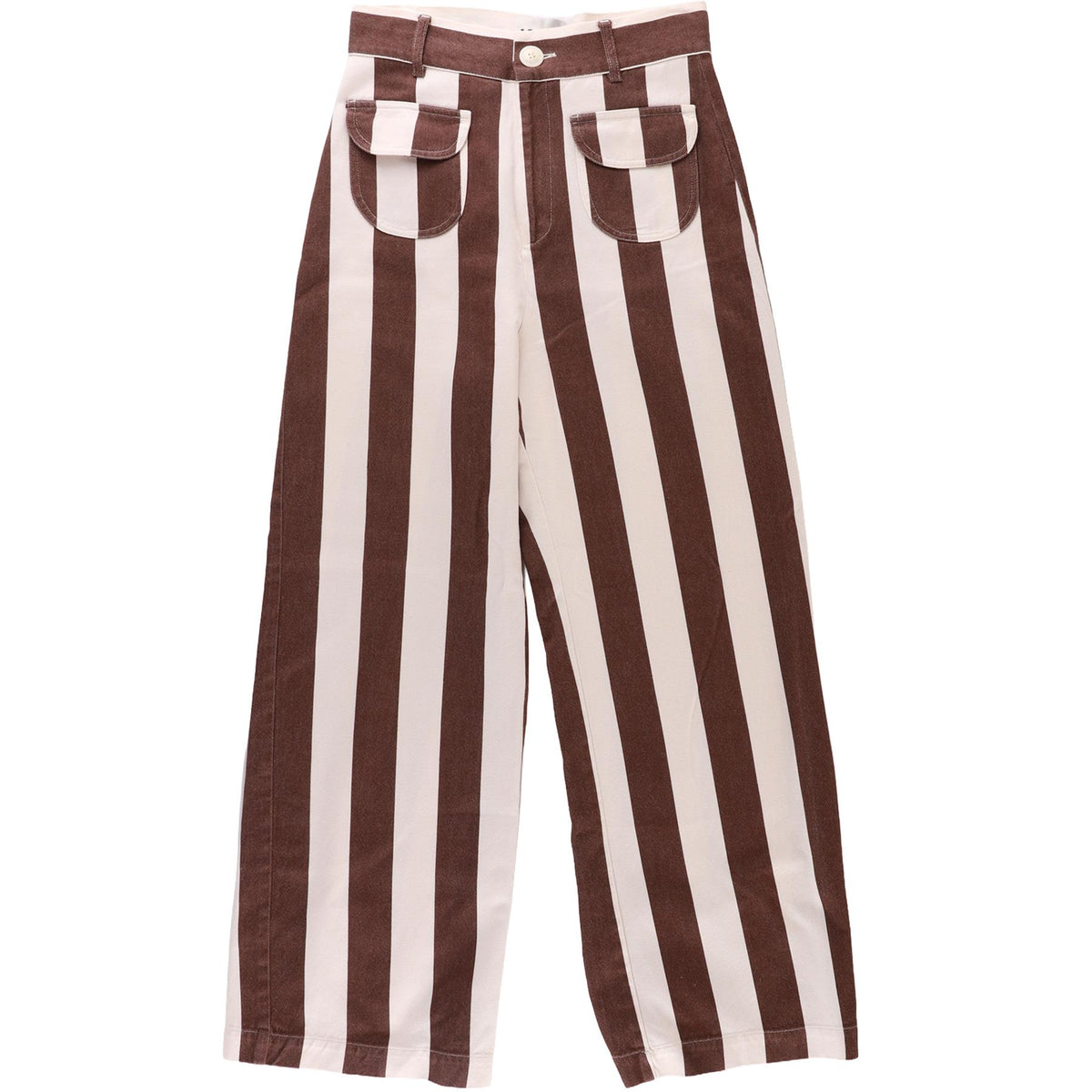 LA VESTE BROWN COTTON STRAIGHT LEG PANTS SMALL