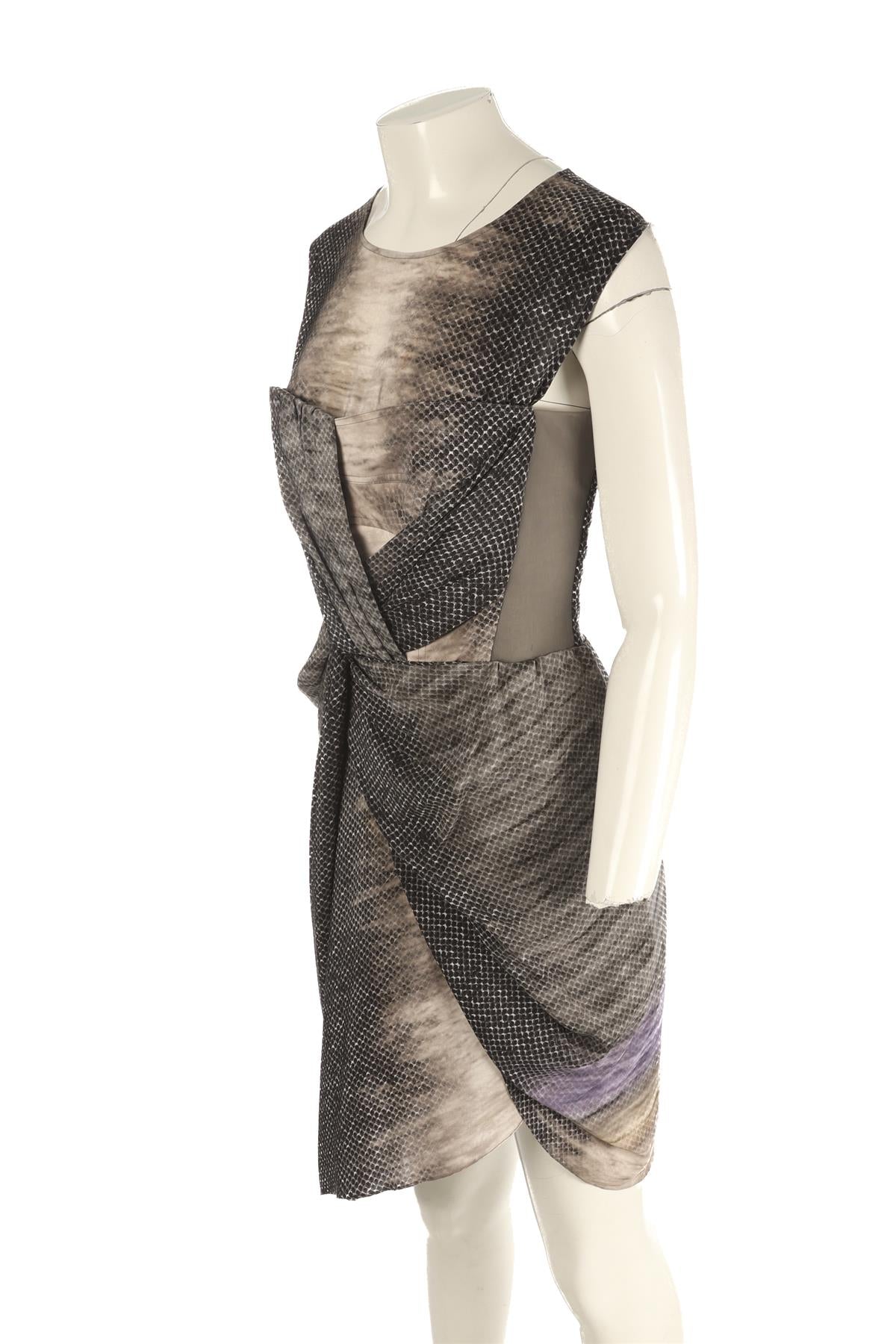 PETER PILOTTO GREY SILK MINI DRESS UK 12