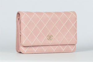 CHANEL PINK 2014 CHAIN ON WALLET QUILTED LEATHER SHOULDER BAG