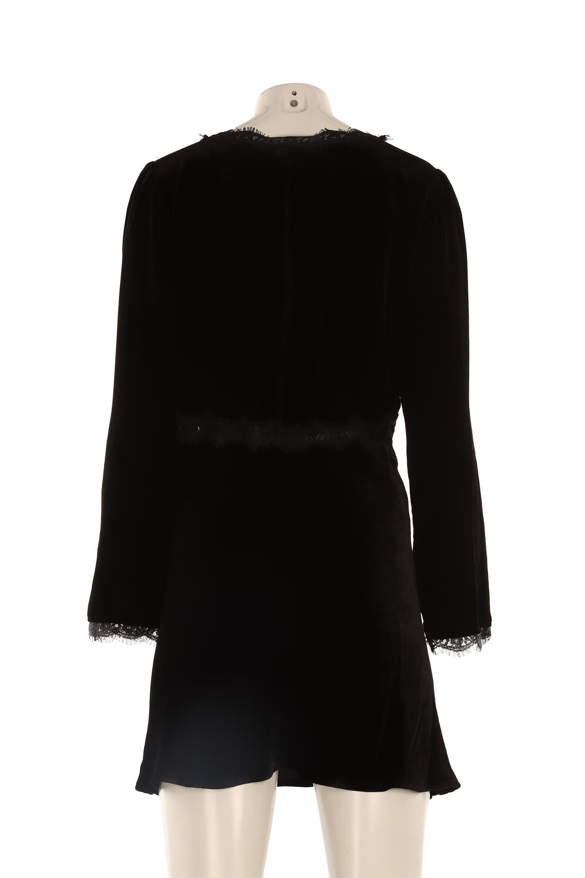 RIXO BLACK VELVET MINI DRESS UK 14