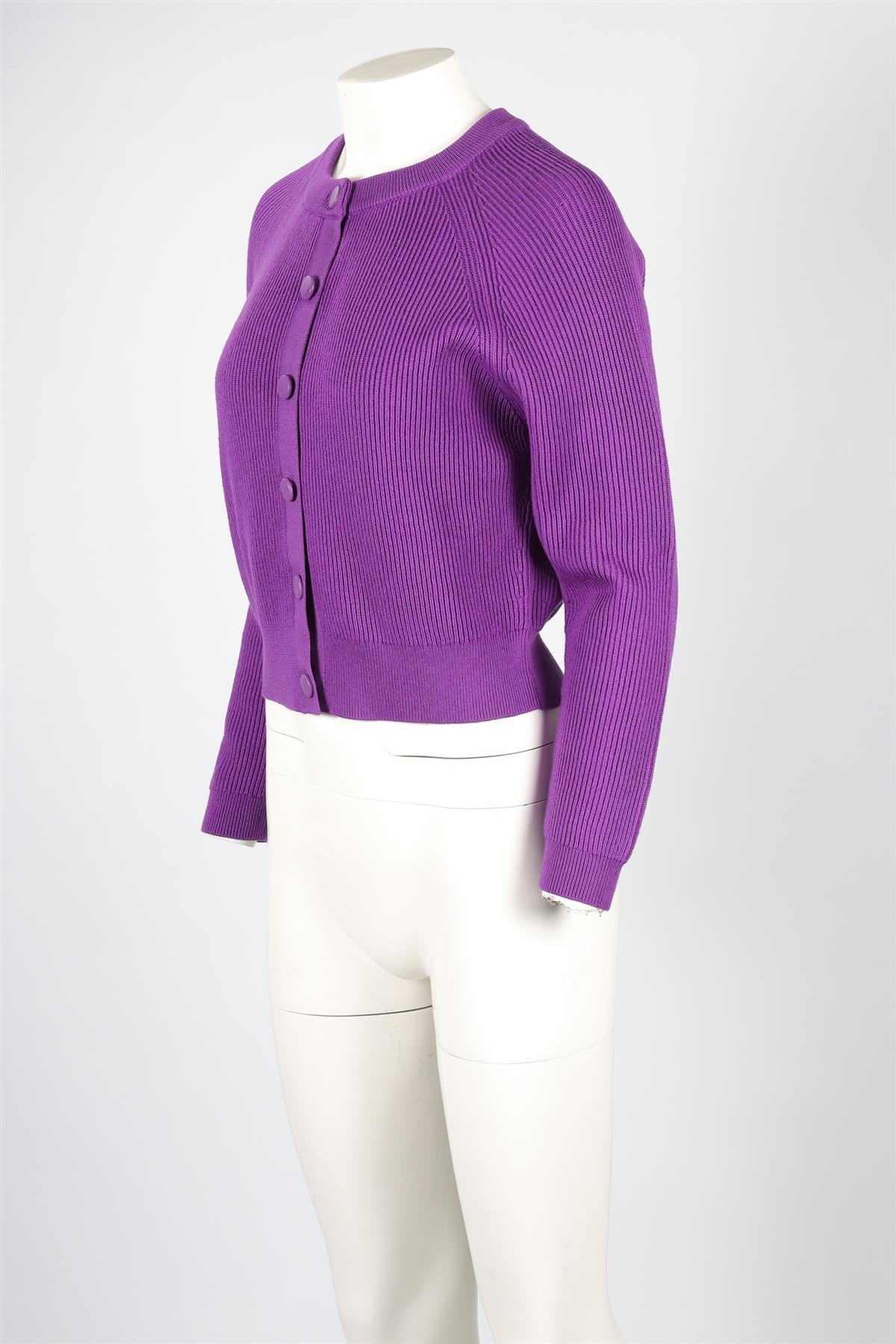 SEZANE PURPLE WOOL CARDIGAN MEDIUM